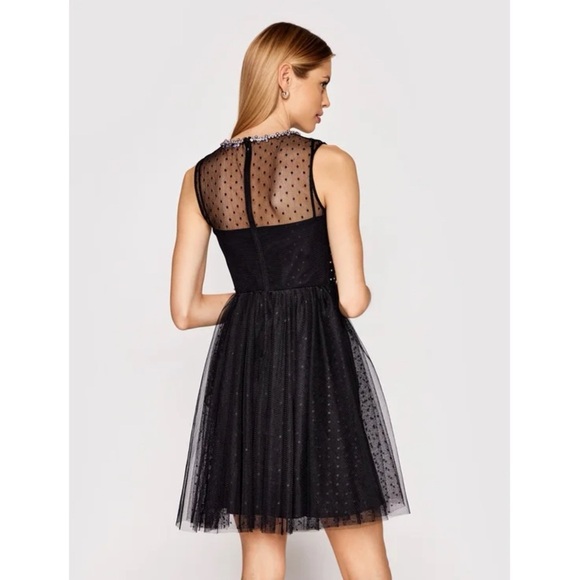 REDValentino Valentino Rhinestone-Embellished Black Tulle Mini Dress – Size 44 - Picture 3 of 16